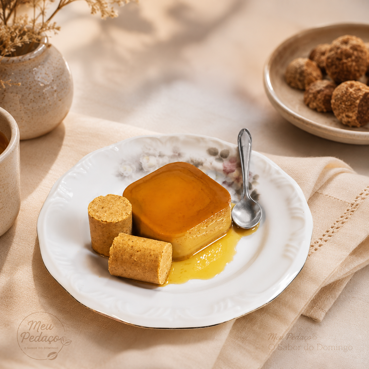 Pudim artesanal tamanho família de 1100 ml para compartilhar em almoços de domingo